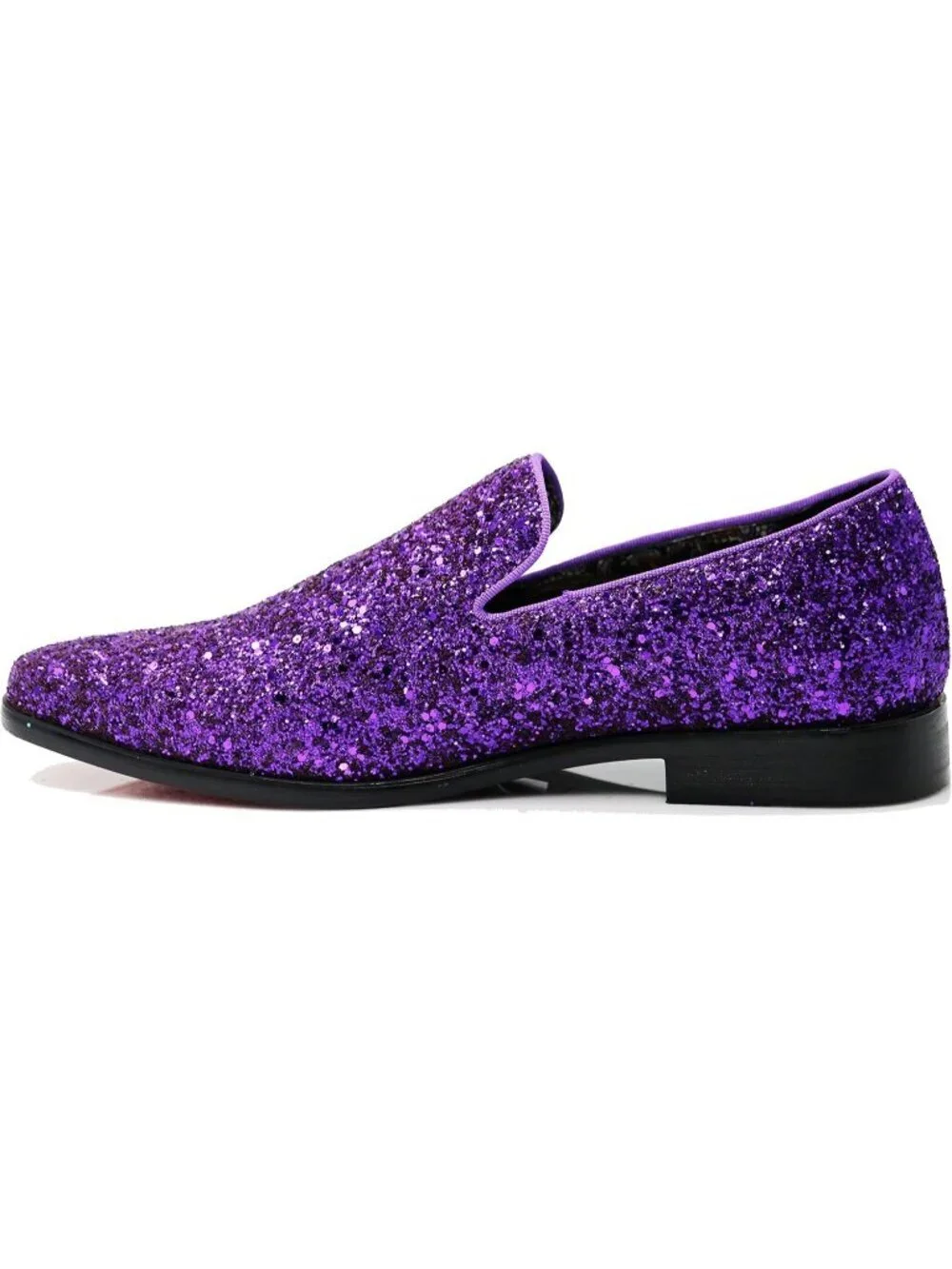 Men's Purple Vintage Glitter Loafers Slip On Tuxedo Dress Party Classic Shoes